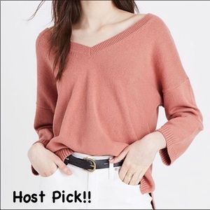 🎉HP!🎉 Madewell Rosewood Pink V-Neck Sweater